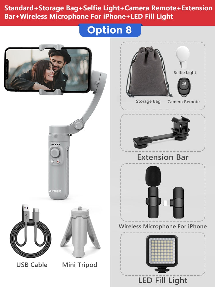 3-Axis Foldable Smartphone Handheld Cellphone Video Record Stabilizer