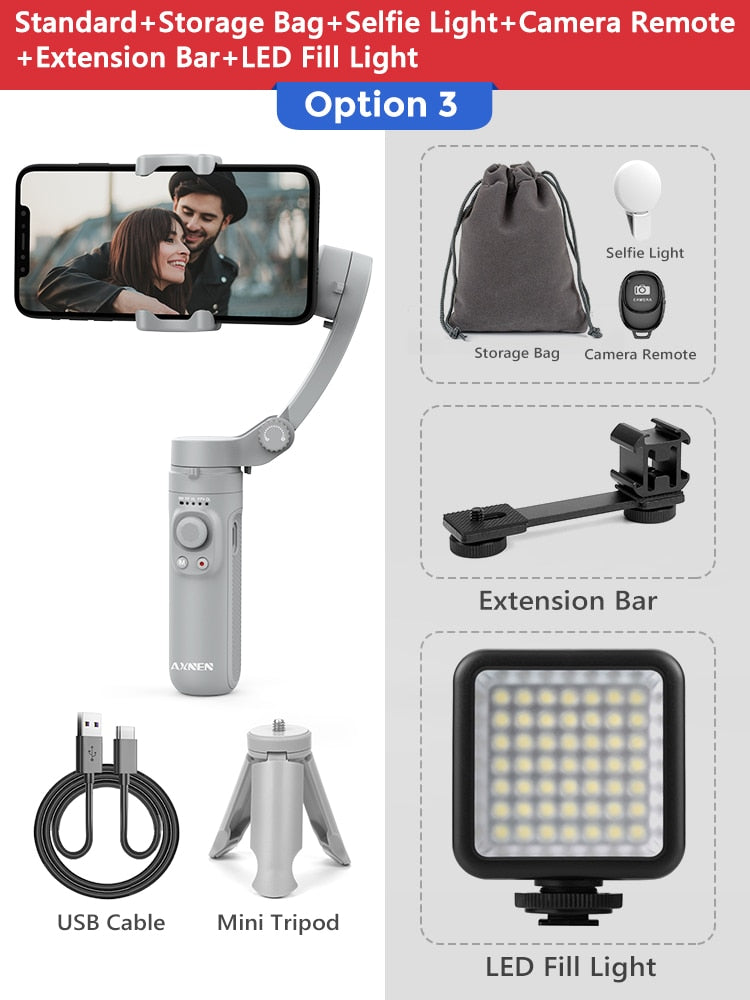 3-Axis Foldable Smartphone Handheld Cellphone Video Record Stabilizer