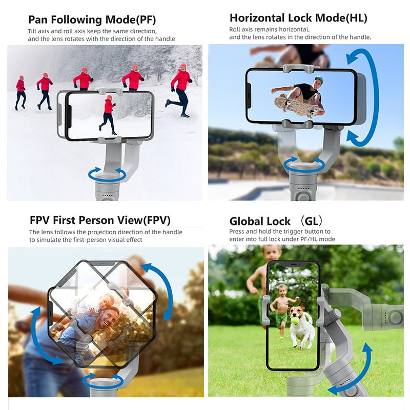3-Axis Foldable Smartphone Handheld Cellphone Video Record Stabilizer